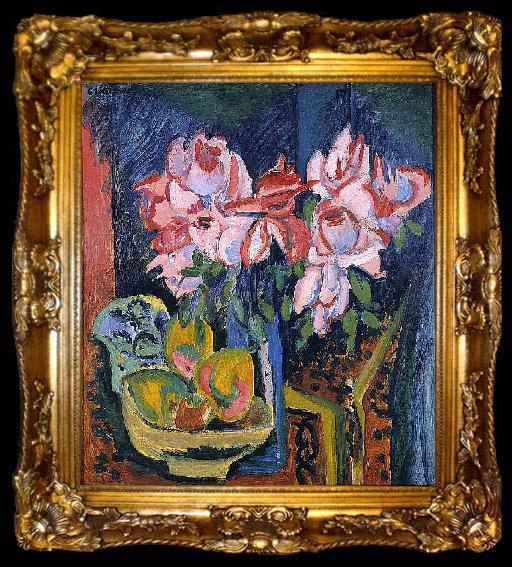 framed  Ernst Ludwig Kirchner Pink Roses, ta009-2